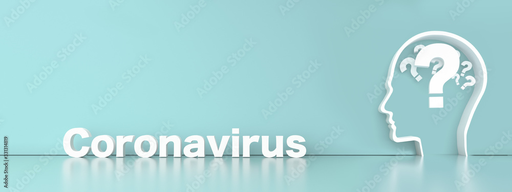 Naklejka premium question mark in front of a color wall background. Corona Covid-19 Virus concept - 3D Rendering.