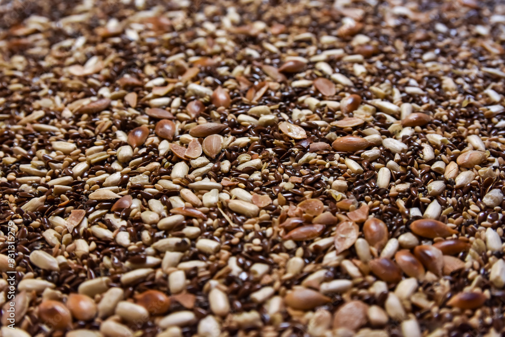 Variety of seeds, roasted, to add to meals Variety of seeds, roasted, to add to meals