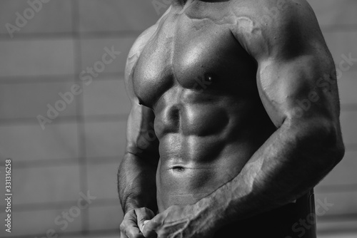 Sexy fitness athlete press. Proper nutrition, fitness