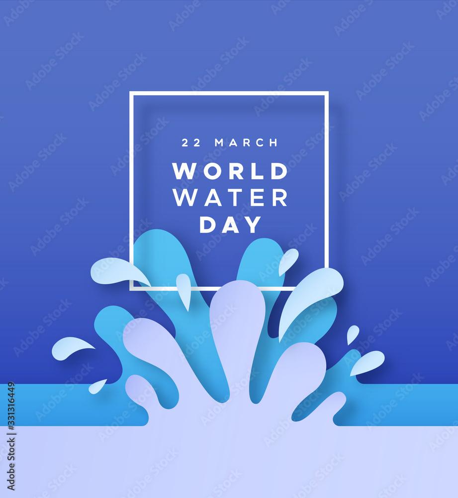 World water day papercut splash concept - obrazy, fototapety, plakaty 