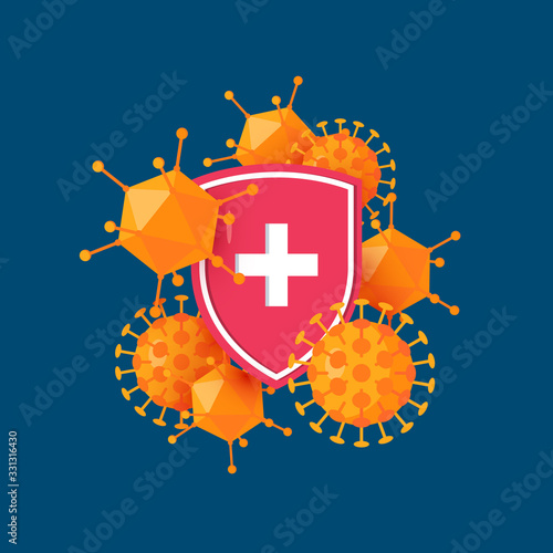 Immune system icon in flat style, vector