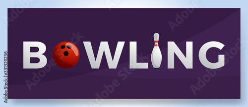 Vector bowling club logo for print, design, internet on purple background vector illustration