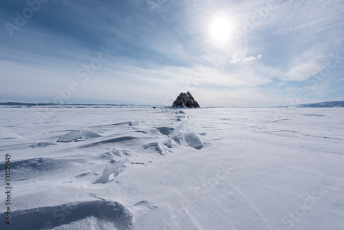 Lake Baikal beautiful winter, amazing natural scenery. © zhuxiaophotography