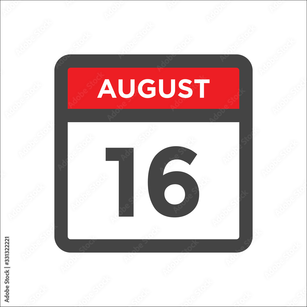 August 16 calendar icon with day of month August 16 calendar icon with day of month