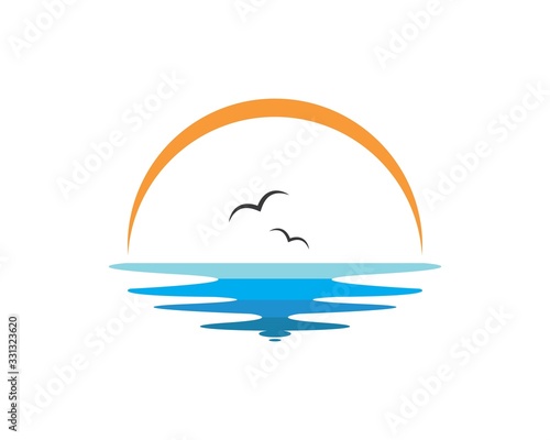 wave sun logo icon vector illustration design