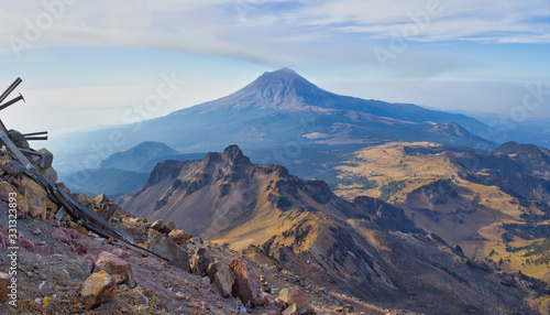 Volcano Popocatepetl erupt, trekking in Iztaccihuatl Popocatepetl National Park, Mexico