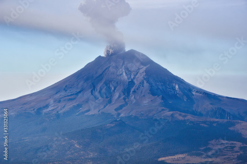 Popocatepetl volcano, as viewed from high on neighboring Iztaccihuatl, Mexico,trekking in Iztaccihuatl Popocatepetl National Park, Mexico