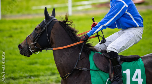 close up on race horse galloping on the track