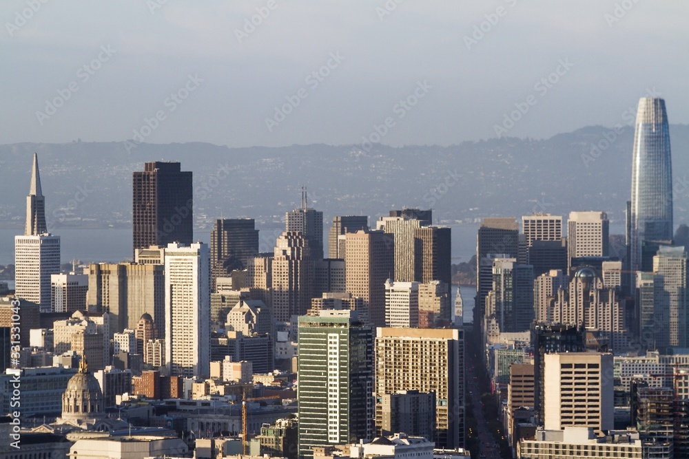 Beautiful aerial view of San Francisco cityscape at daytime, California, USA