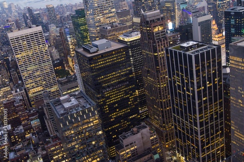 Beautiful aerial view of New York city skyline at evening  USA