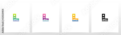  Tropical Island On Letter Logo Design L