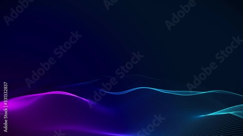 Seamless loop of abstract colorful glowing curvy lines animation. Futuristic bright-colored flowing lines background template. 4K resolution 3D rendering. photo