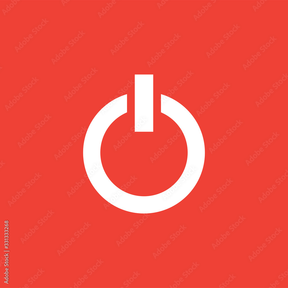 Power Icon On Red Background. Red Flat Style Vector Illustration Power Icon On Red Background. Red Flat Style Vector Illustration