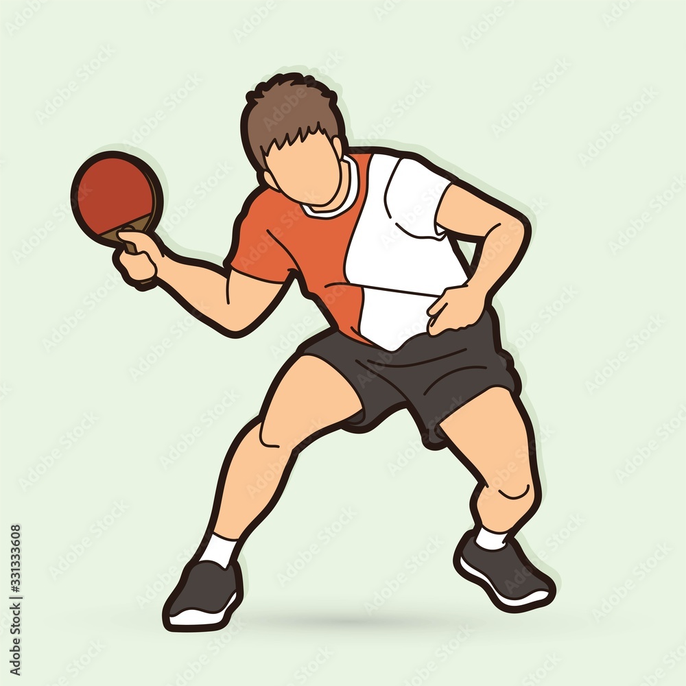 Ping Pong player, Table tennis action cartoon graphic vector