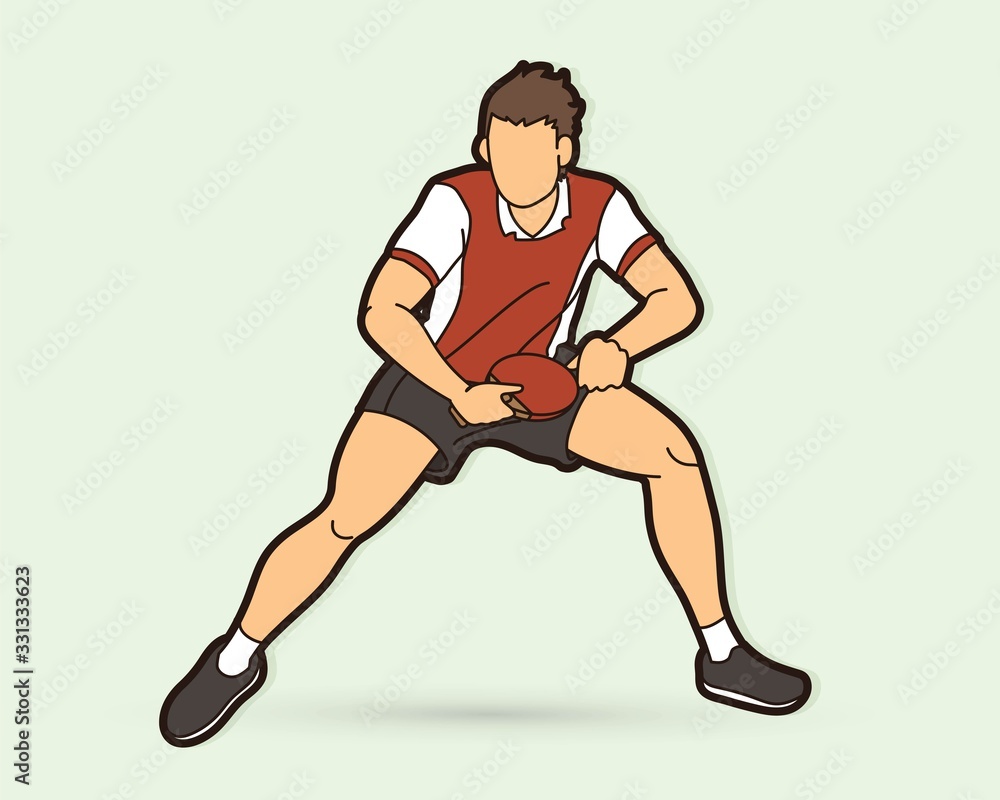 Fototapeta premium Ping Pong player, Table tennis action cartoon graphic vector
