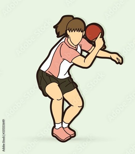 Ping Pong player, Table tennis action cartoon graphic vector