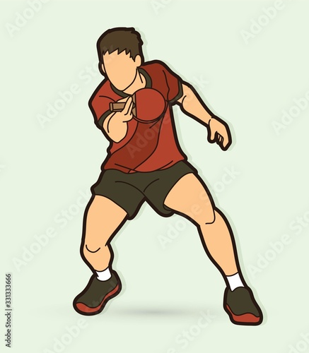 Ping Pong player, Table tennis action cartoon graphic vector