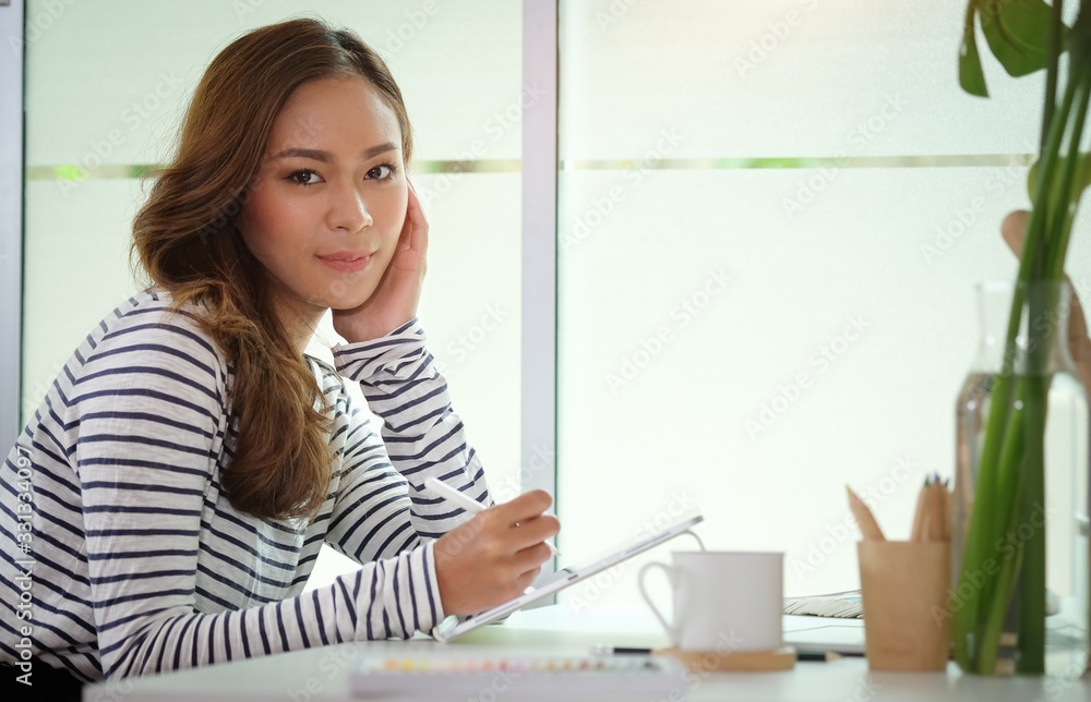 Business woman working in home living room enjoying sunny morning on the day with documents and laptop people Consulting and business planning. Business woman working in home living room enjoying sunny morning on the day with documents and laptop people Consulting and business planning.