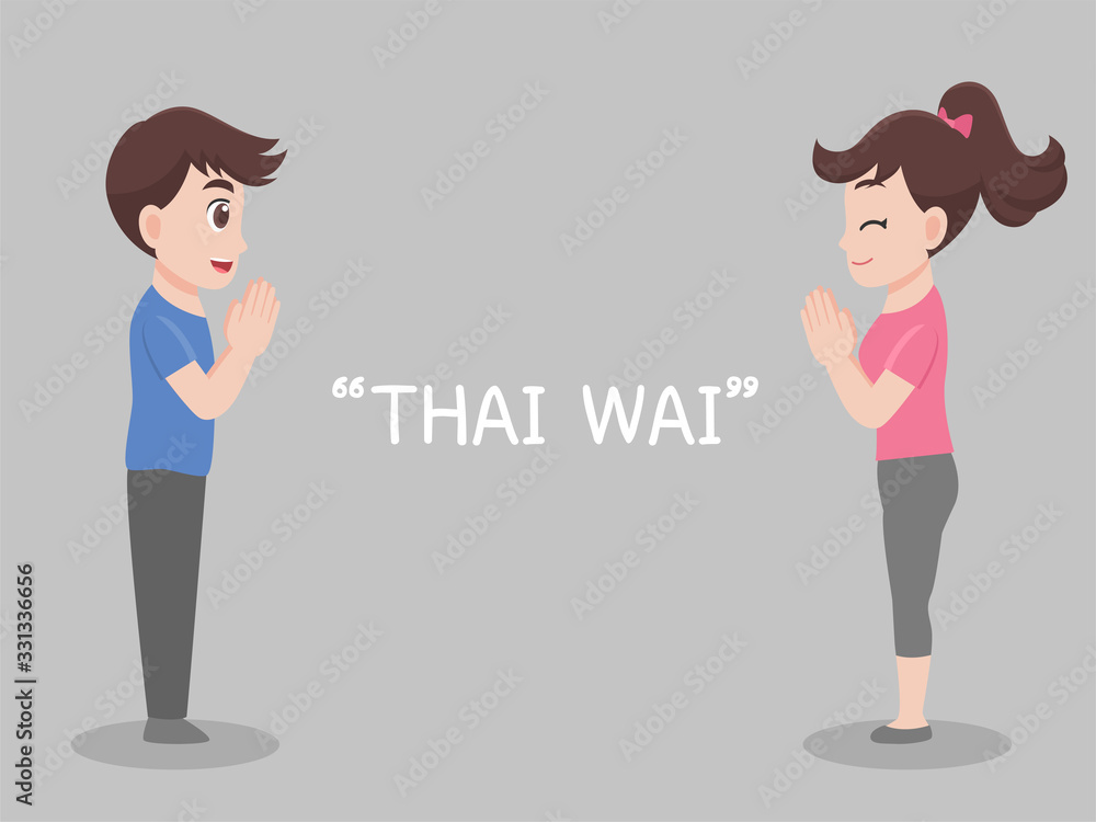 Thai Wai, Social Distancing, People keeping distance for infection risk and disease. Health care concept. Thai Wai, Social Distancing, People keeping distance for infection risk and disease. Health care concept.