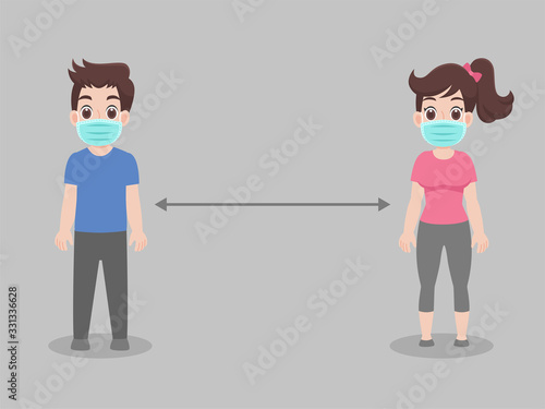 Social Distancing, People keeping distance for infection risk and disease