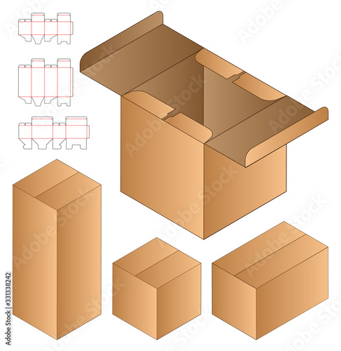Box packaging die cut template design. 3d mock-up