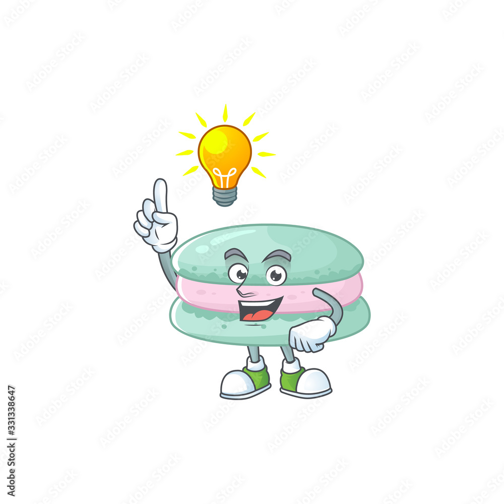 Obraz premium Vanilla blue macarons mascot character design with have an idea cute gesture