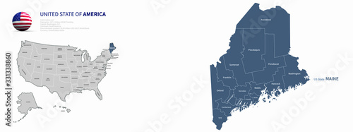 maine map. united states map. Individual Map series of US States. us states map. 