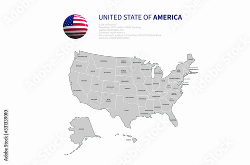 united states map. Individu...