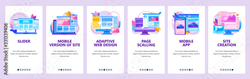 Website and mobile app onboarding screens vector template