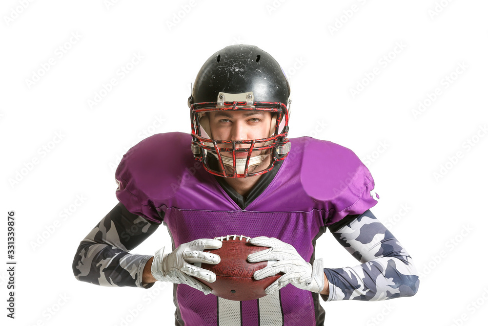 American football player on white background