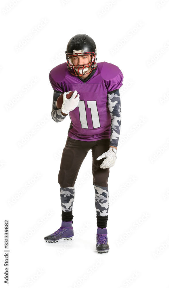 American football player on white background American football player on white background