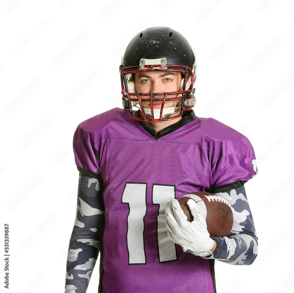 American football player on white background American football player on white background