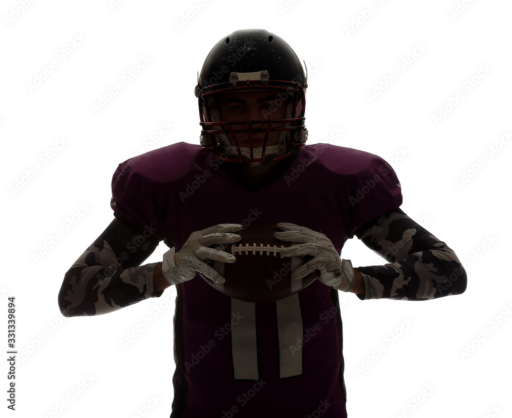 Silhouette of American football player on white background Silhouette of American football player on white background