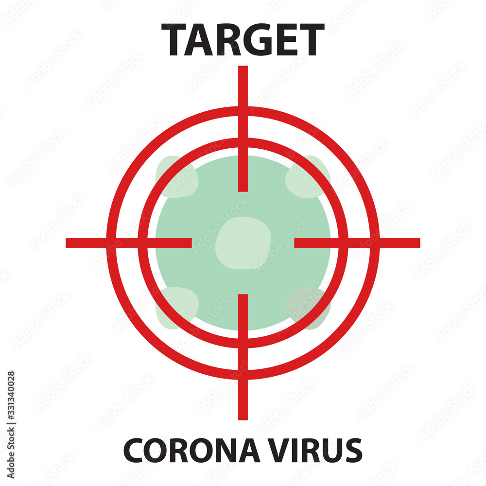 Icon flat Coronavirus Bacteria Cell Icon, novel coronavirus Bacteria. concept of attention to the outbreak of coronavirus disease in the form of a coronavirus cell icon in the target Icon flat Coronavirus Bacteria Cell Icon, novel coronavirus Bacteria. concept of attention to the outbreak of coronavirus disease in the form of a coronavirus cell icon in the target