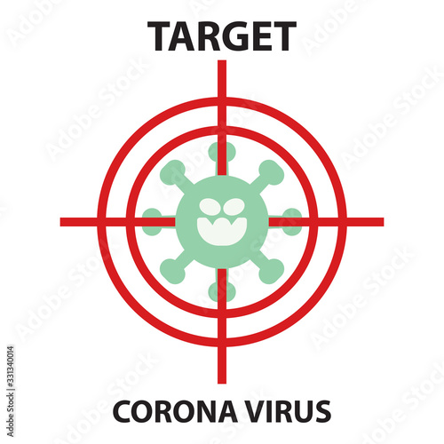 Icon flat Coronavirus Bacteria Cell Icon, novel coronavirus Bacteria. concept of attention to the outbreak of coronavirus disease in the form of a coronavirus cell icon in the target