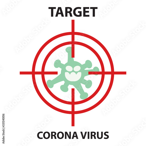 Icon flat Coronavirus Bacteria Cell Icon, novel coronavirus Bacteria. concept of attention to the outbreak of coronavirus disease in the form of a coronavirus cell icon in the target