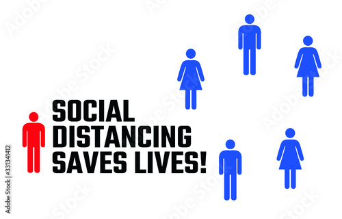 Social Distancing Saves Lives - Vector