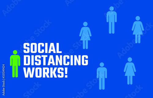 Social Distancing Works  - Vector
