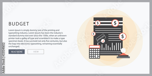 calculator and a dollar stamped paper, concept for budget