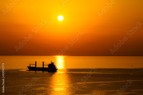 Sea Sunset with Boat