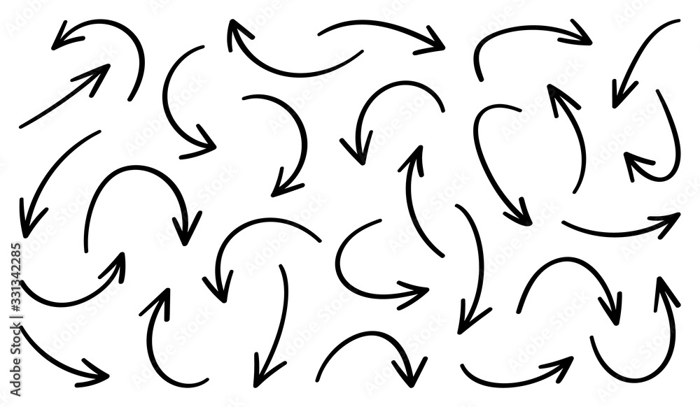 Hand drawn arrow vector icons set. Hand drawn arrow vector icons set.