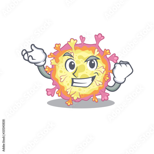 Coronaviridae virus cartoon character style with happy face © kongvector