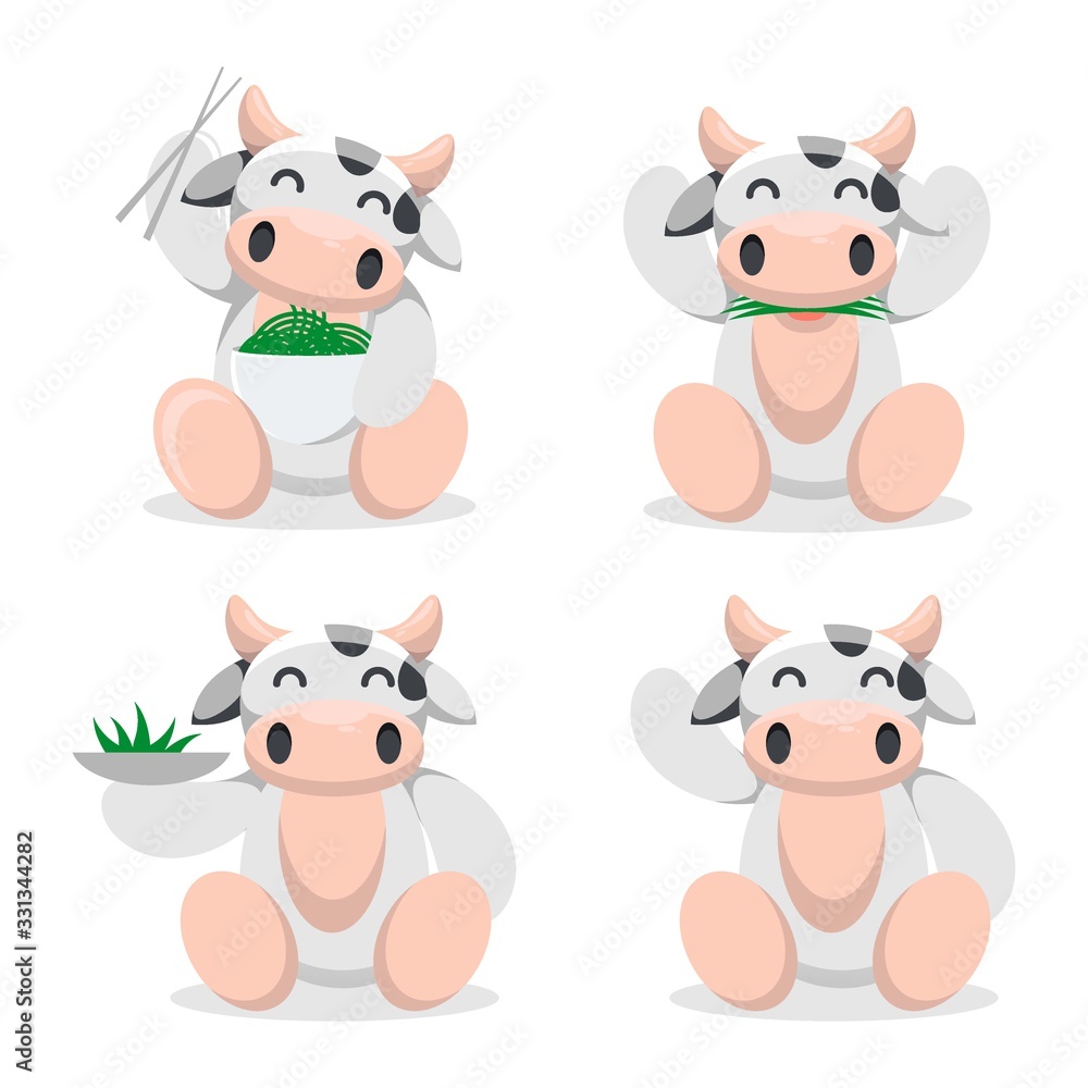 cute cow eating mascot cartoon vector cute cow eating mascot cartoon vector