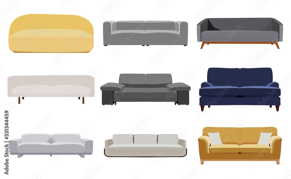 set of sofa Collection of sofa in flat cartoon style vector illustration set of sofa Collection of sofa in flat cartoon style vector illustration