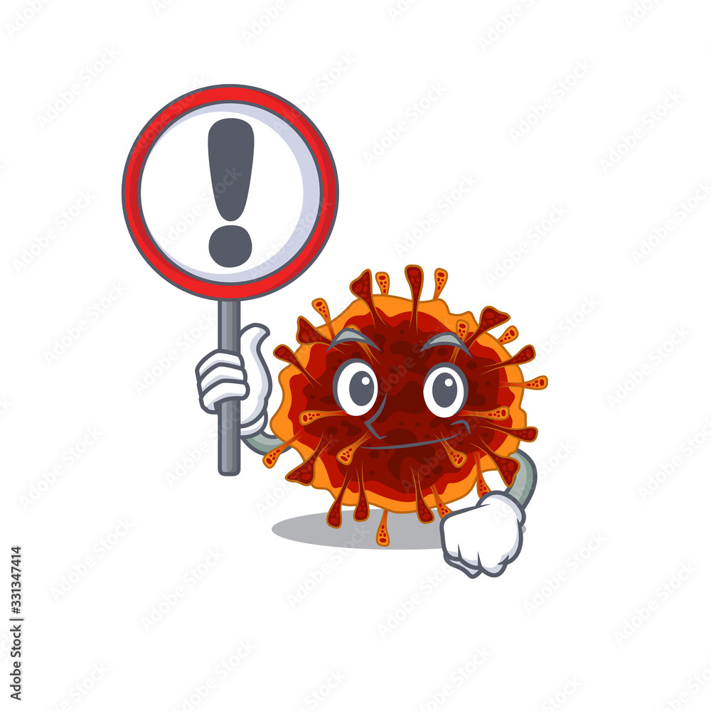 Cheerful cartoon style of delta coronavirus holding a sign Cheerful cartoon style of delta coronavirus holding a sign