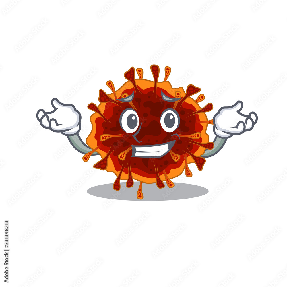 Happy face of delta coronavirus mascot cartoon style