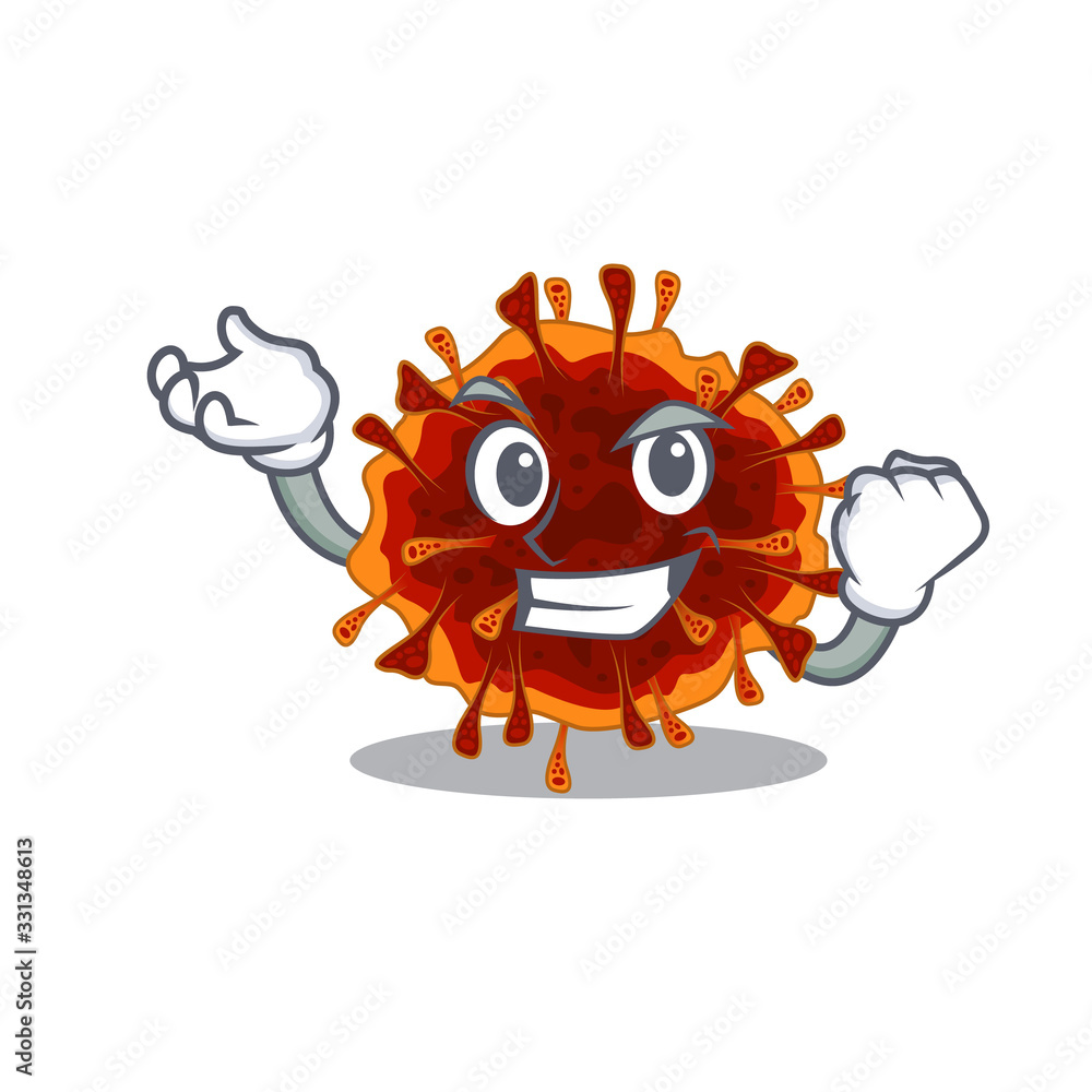Delta coronavirus cartoon character style with happy face