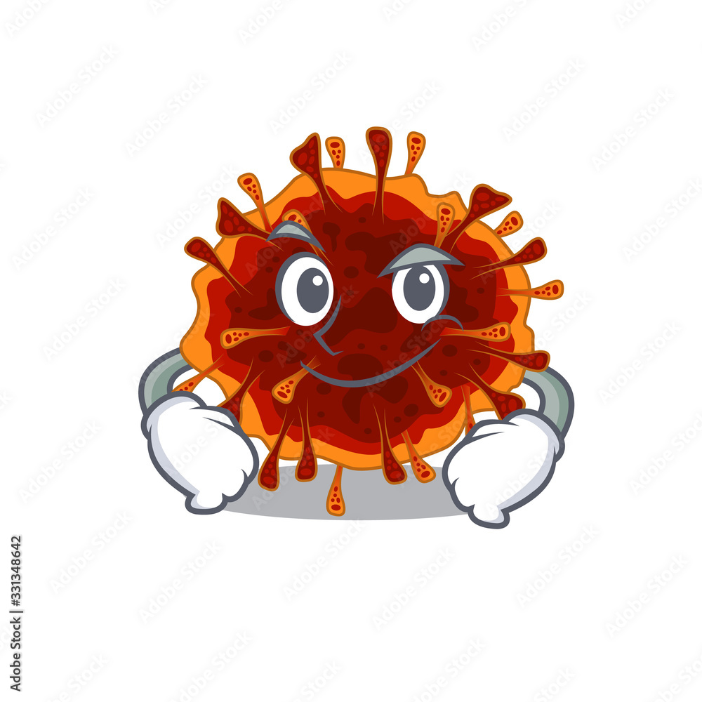 Funny delta coronavirus mascot character showing confident gesture