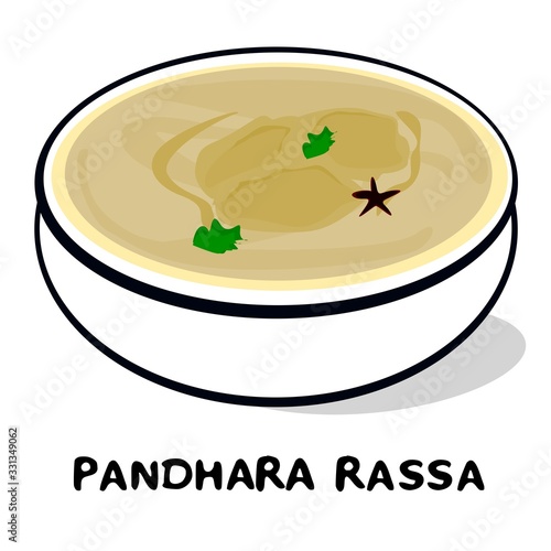 Pandhara rassa or Pandhra rassa indian Maharashtra Food Vector