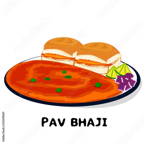 Pav Bhaji indian mumbai street Food Vector